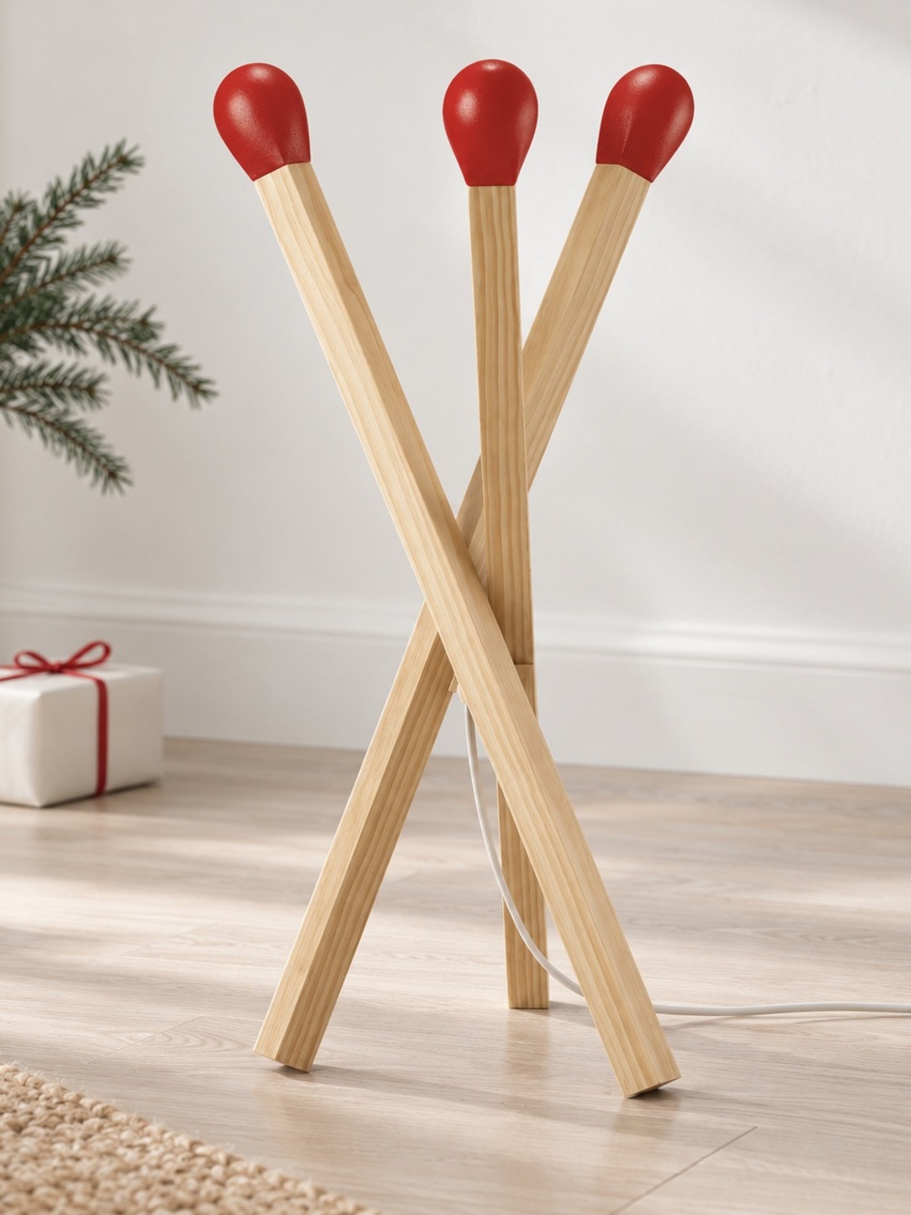 IKEA STRÅLA Matchstick Shaped Wood Floor Lamp - NEW, Fast Shipping!
